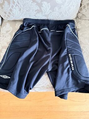 Umbro Black Athletic Padded Goalkeeper Shorts with White Trim